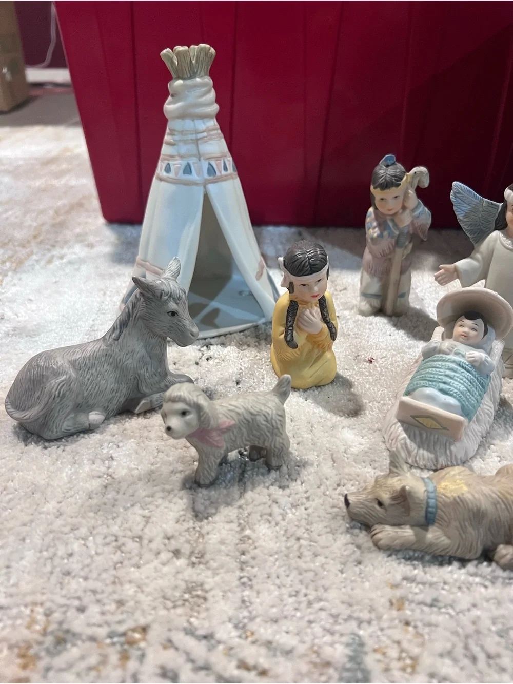 Vintage 1992 Native American Nativity set by House of Lloyd. Made of bisque. Z99